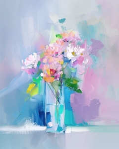 Buchet pastel in vaza inalta