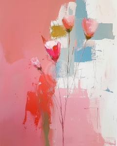 Flori roz pe fundal abstract