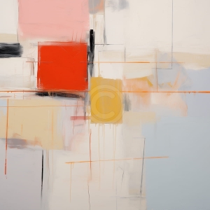 Geometrie abstracta cu accente rosu si galben