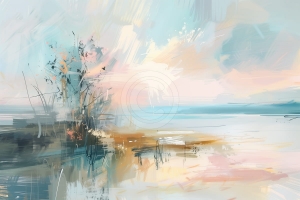 Rasarit pe malul marii in stil abstract