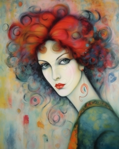 Femeie cu par rosu si privire patrunzatoare