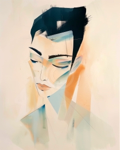 Portret minimalist cu ochii inchisi