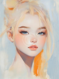 Portret de Fata Blondă in Stil Pastel