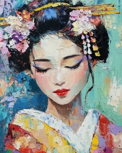 Geisha in culori vibrante