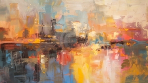 Oras abstract in lumina apusului