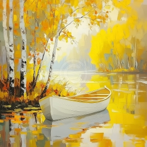 Barca pe lac toamna