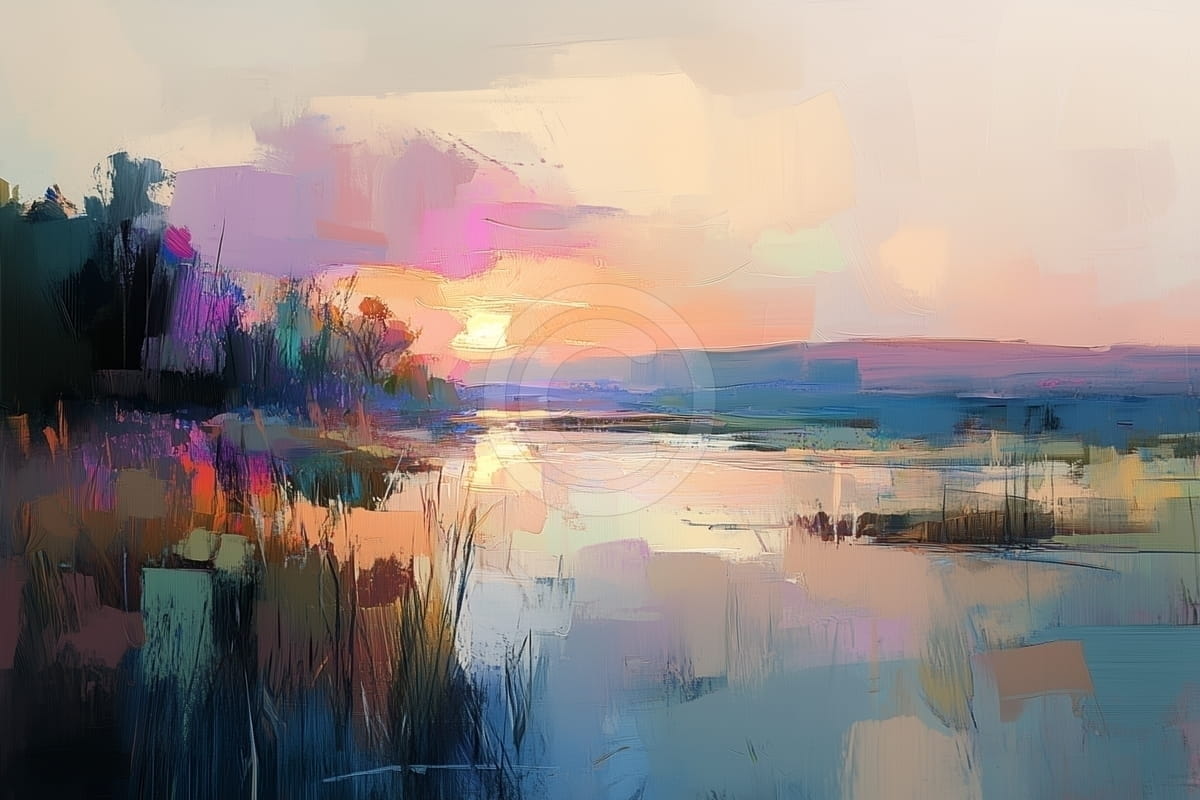 Tablou Apus peste lac